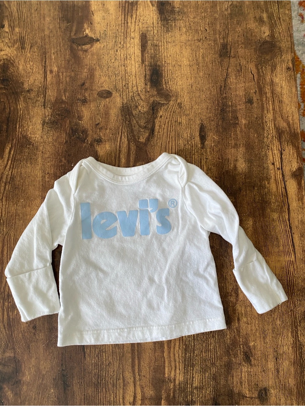 Levi's White Long Sleeve Tee with Light Blue Logo for Kids